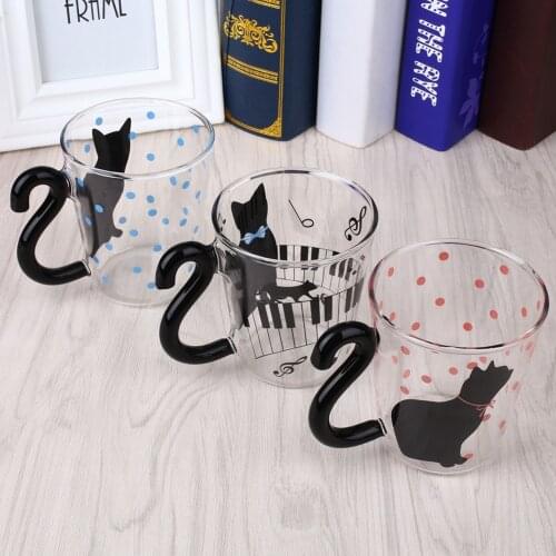 Tea Cup Cat Designed Mug Glass Mug Cat Designed Mug