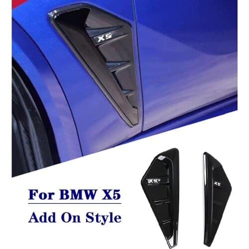 Add On Style Side Fender Vent Cover Trim Glossy Black Car Decoration Modified Accessories Fit For BMW X5 2019-2021