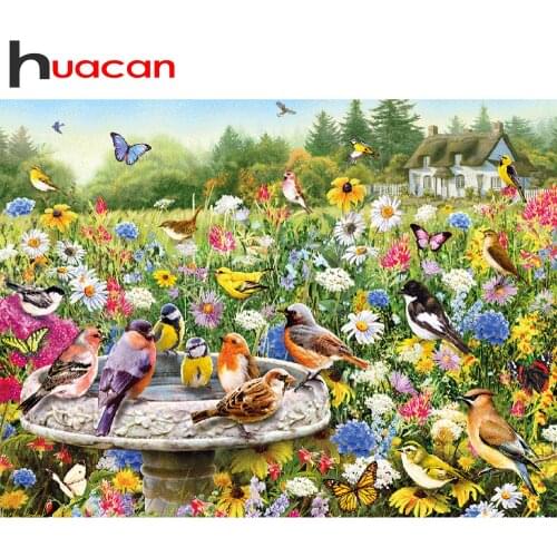 Huacan Full Square/Round Drill Diamond Painting Kit Landscape Flower Diamond Embroidery 5D DIY Bird Home Art Decor