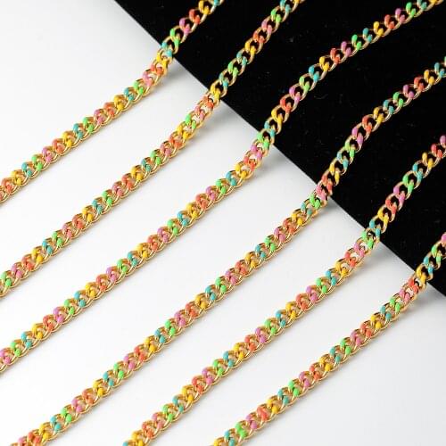 Juya Handmade Enamel Handicraft Gold Mesh Cuba Chains Accessories For Needlework Carabiner Clasp Charms Pendant Jewelry Making