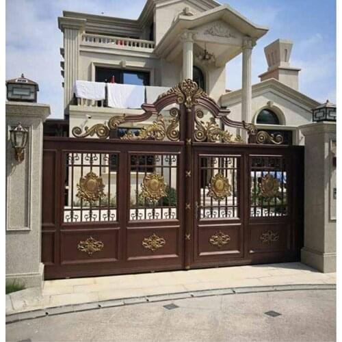 China Remote Control Metal Wrought Iron Aluminum Driveway Gates Hc-nag15