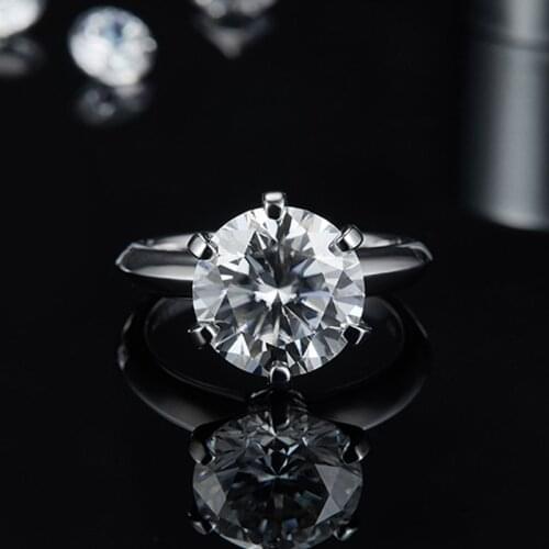 Luxury Real 5 Ct D Color Moissanite Rings For Women 100% Silver Color Sparkling Wedding Anniversary Ring Ladies Fine Jewelry