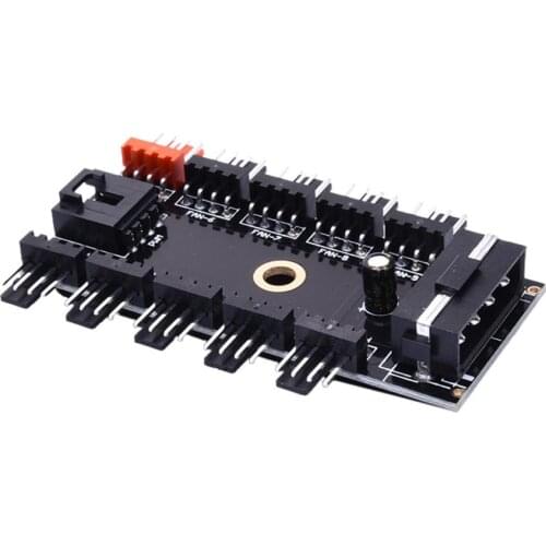 12V Computer Caseinterface Computer Chassis Fan Hub Board 4-pin PWM Hub Support 10-channel Fan Large 4P Power Supply