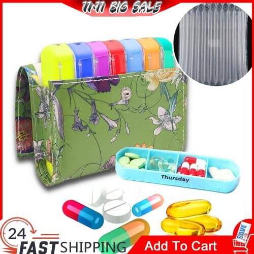 Medical Portable Pill Box Food Grade Plastic 7 Days Worth of Pills Notebook Medicine Box Travel Weekly Pill Box Organizer Case