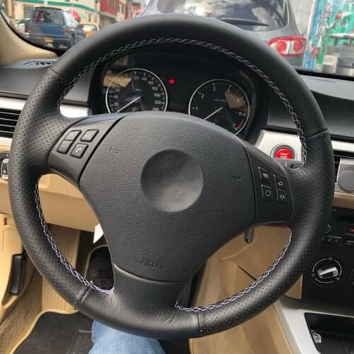 DIY Custom Car Steering Wheel Cover For BMW E90 320 318i 320i 325i 330i 320d X1 328xi 2007 Leather Braid For Steering Wheel