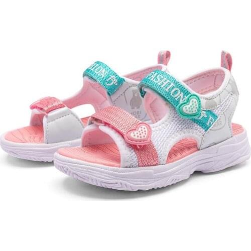 Summer Sandals For Girls 2020 New Children Open Toe Sandals Love Heart Girls Casual Beach Shoes Big Kid Flat Princess Shoes
