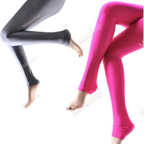 Fashion Harajuku Women Girl Neon Leggings Summer Autumn Slim Fitted Soft Elastic Pants