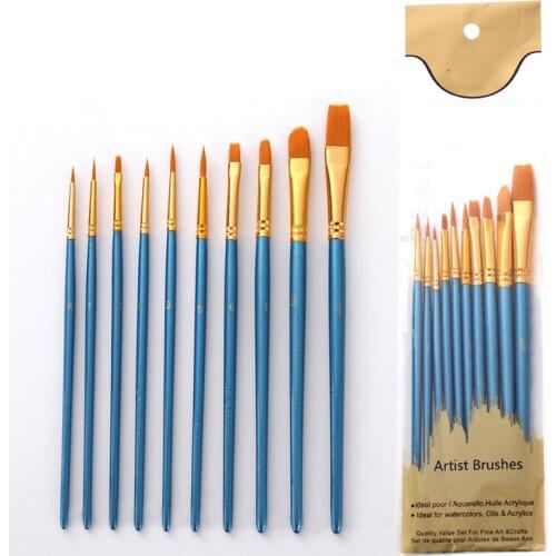 Artists Paint Brush Set Round Pointed Tip nylon hair water brush pen holder Model Oil Painting Art Supplies Stationery palette