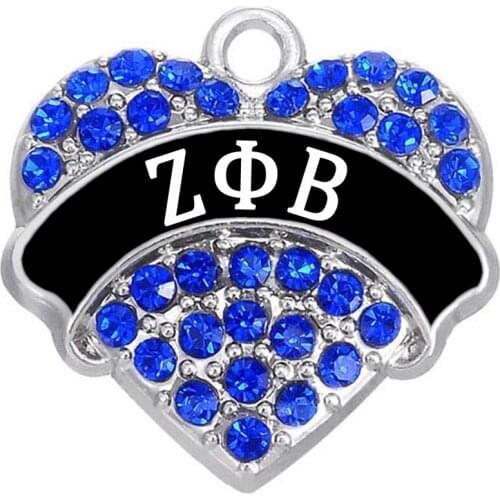 New Stylish Factory Directly Sale Crystal Rhinestone Zeta Phi Beta Greek Heart Crystal Charm For Jewelry Making