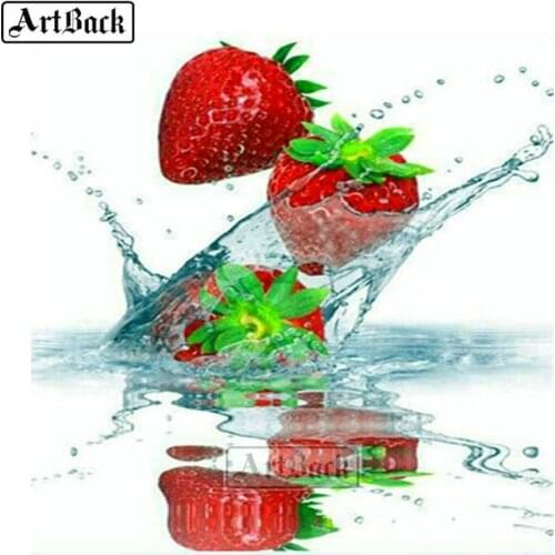 New 5D Diamond Painting Strawberry Full Square Drill Rhinestone 3d Diamond Rhinestone Mosaic Home Decor Fruit Picture FL2