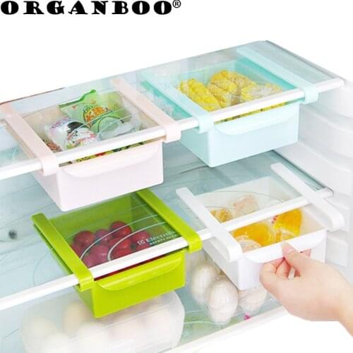 ORGANBOO 1PC Multifunction Kitchen Refrigerator Storage Rack Space Saver Fridge Freezer Shelf Holder Drawer Style Organizer