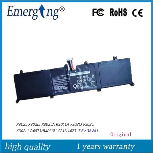 7.6V 38Wh Original Laptop Battery C21N1423 For ASUS X302L X302LJ X302LA R301LA F302LJ F302U X302LJ-R4073/R4036H