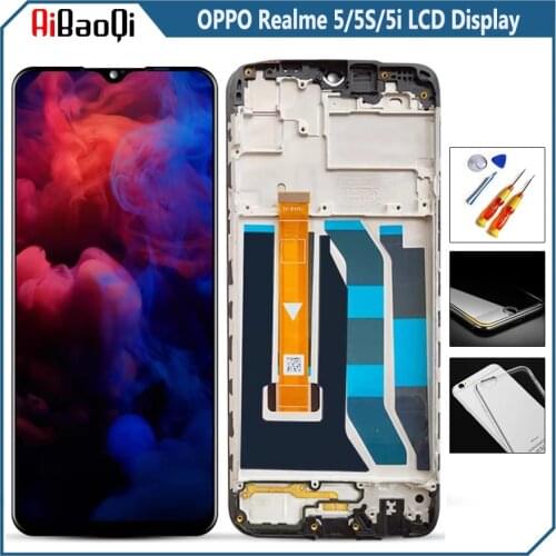 Original For OPPO Realme 5 RMX1911 LCD Display Screen Touch Digitizer Assembly For 6.5 inch OPPO Realme 5i/5S With Frame Replace