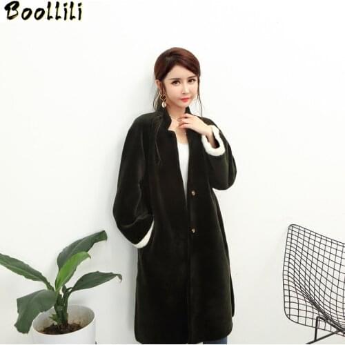Boollili Real Fur Coat Female Sheep Shearing Wool Winter Long Coat Women Clothes 2020 Elegant Womens Jackets Abrigo Mujer