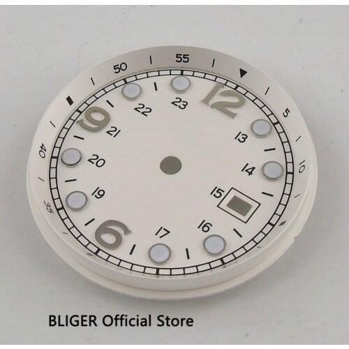 Fit for ETA 2824 2836 MIYOTA 8215 8205 Movement 33MM White Sterile Dial Date Window Luminous Marks Watch Dial D112