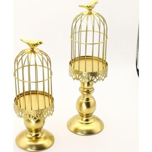 Birdcage Candle Holder Candlestick Creative Crafts Welded And Old For Home Fireplace Holiday Decoration Carved Pattern Retro