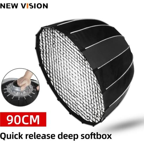 Portable 90CM Quickly Fast Installation Deep Parabolic Softbox + Honeycomb Grid Bowens Flash Speedlite Reflector Studio Softbox