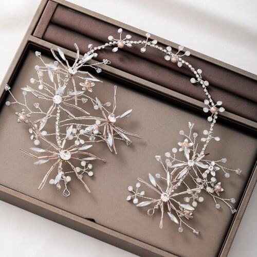 Korea Fashion Pearl crystal Headband Bride Hair Accessories Handmade Crystal Head Jewelry Wedding Headdress Ladies Hair Band Tia