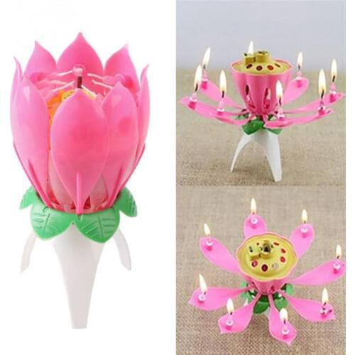 Lotus Flower Festival Music Birthday Cake Candles Decorative Music Party Single Layer Birthday Music Lotus Candle #0 8