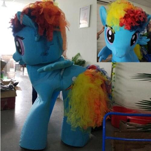 Factory Direct Sell Best Quality on Ali Blue Horse Pony Furry Fursuit Suit Birthday Dress Costume Cosplay Christmas Party