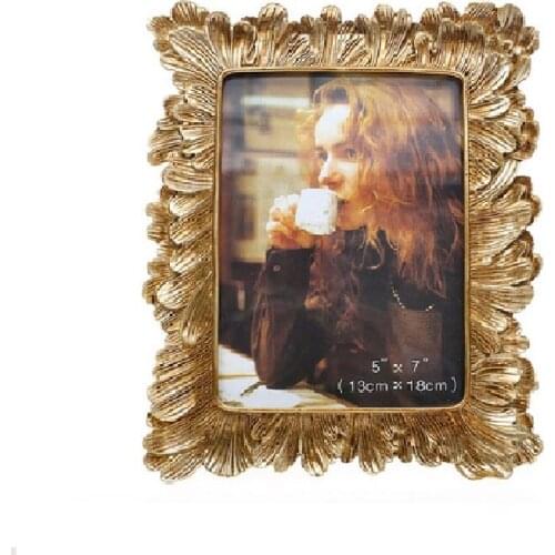 American Retro Golden Palm Leaves Photo Frame Creative European Small Luxury Simple Picture Frame