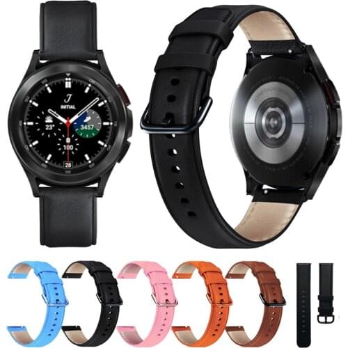 For Samsung galaxy watch 4 Classic 42mm 46mm / galaxy watch 4 40mm 44mm Strap Genuine Leather Band 20mm Watch Band Watchband