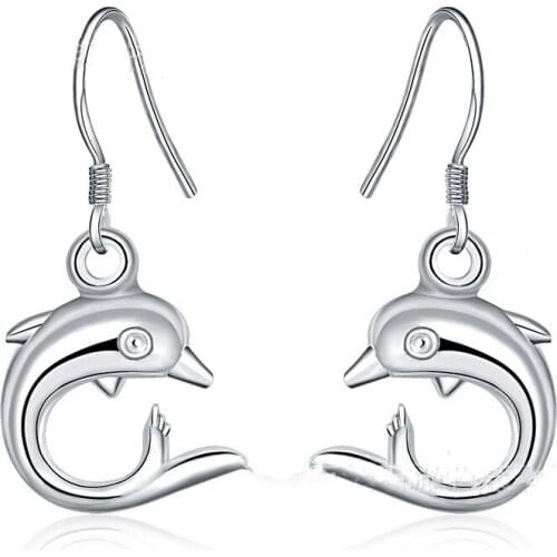 925 sterling silver exquisite fashion dolphin earrings earrings earrings simple wedding ladies party gift jewelry