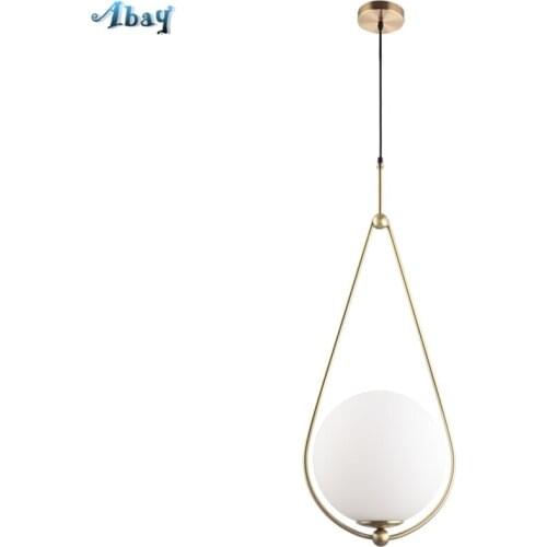 Nordic Postmodern Pendant Lights Lusters Bedroom Bedside Restaurant Table Golden Drop Shape Ball Lamps Glass Hanging Fixtures