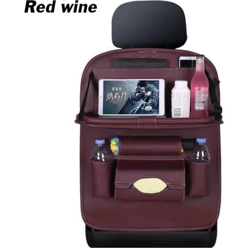 Car Seat Back Storage Bag Organizer Box Folding Storage Bag Child Anti-kick Pad for iPad Phone Beverages Tissue Umbrella