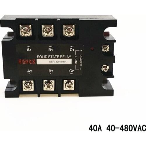 Three-phase solid state relay 40A 480VAC DC AC non-contact switch SSR-3D4840A