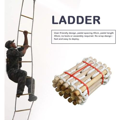 Rope Ladder Escape Ladder Home Lifeline Ladder Outdoor Round Nylon Wood Soft Ladder Home Climbing Engineering Ladder Rescue Tool