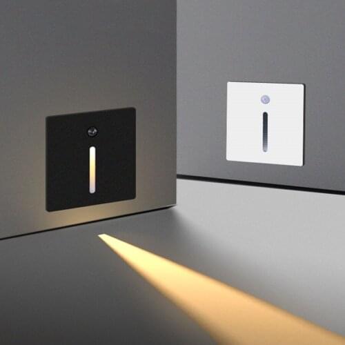 3W Motion Sensor LED Stairs Step Lamp Indoor Corner Wall Light Ladder Hallway Stairway Night Light Corridor Wall Lamp