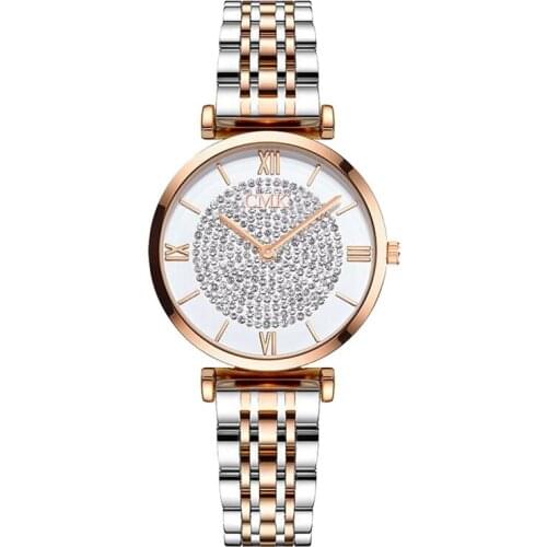 High Quality Diamond Women Wristwatch with Logo Stainless Steel Watch Exquisite Rhinestone Dial Lady Watches