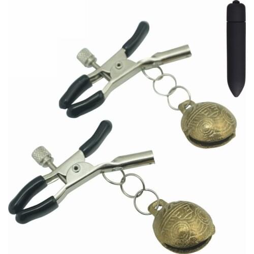 Female Stainless Steel torture play Clamp bell ring metal Nipple clips breast BDSM Bondage Restraint Fetish egg vibrator sex toy