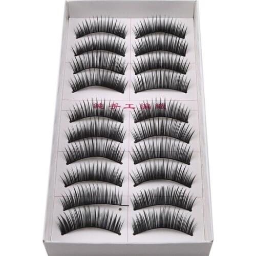 10 Pairs Handmade Soft Natural Long Cross Fake Eye Lashes Thick Curly False Eyelashes Extension Makeup Tools