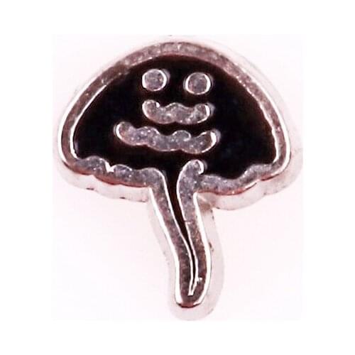 F624 Black sea Jellyfish shape floating charms for living memory glass floating locket charms DIY jewelry 20pcs/lot
