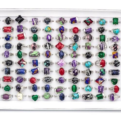 20 Pcs/Lot Nature Geometric Heart Shape Stone Rings Fashion Jewelry Women Wedding Ring