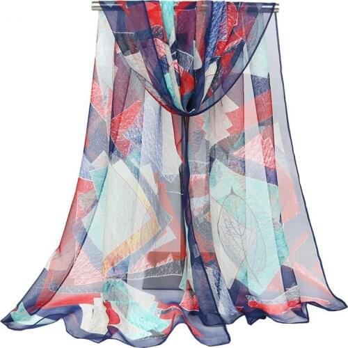 2020 New geometric print Georgette chiffon scarf silk square hijab cool shawl ladies foulard femme Scarves hair bufanda mujer