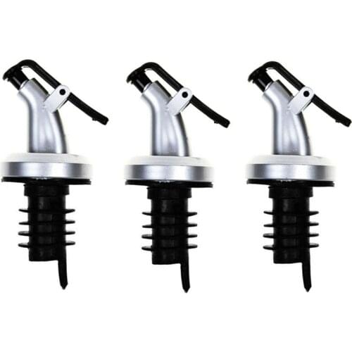 3Pcs Olive Oil Sprayer Liquor Dispenser Rubber Wine Pourers Flip Top Drink Wine Stopper Pot Cruet Leak-proof Nozzle Kitchen Tool