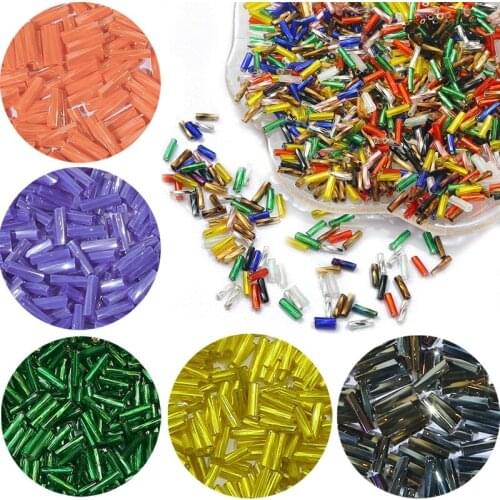 300pcs 2x6mm Straight Bugles Loose Glass Seed Spacer Tube Leptospira Beads for Jewelry Making DIY Garment Sew Accessories