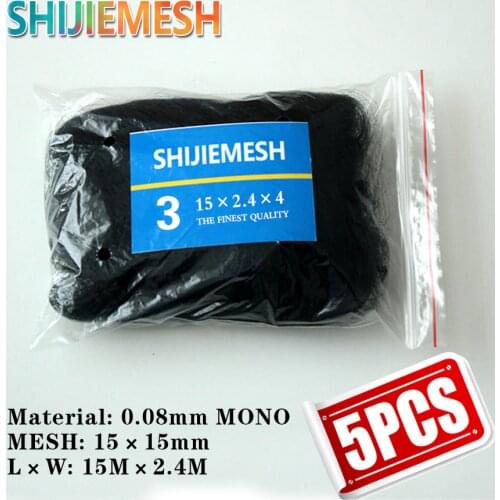 High Quality Deep Pockets Nylon Monofilament 0.08mm 15M x 2.4M 15mm Hole Orchard Garden Anti Bird Knotted Mist Net 5pcs