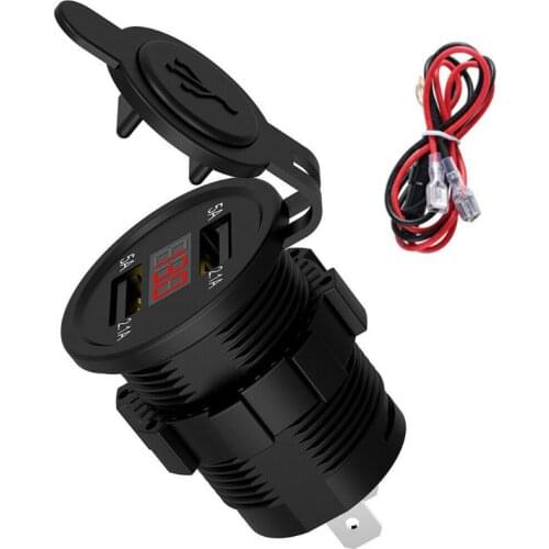 Dual USB Car Charger Cover for Motorcycle Auto Truck ATV Boat 12V-24V LED Dual USB Socket Mount Charger Power Adapter