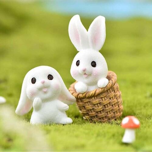 Bonsai Decoration Easter Hare Animal Figurine Resin Craft Mini Bunny Resin Decoration Crafts Home Cake Decoration Accessories