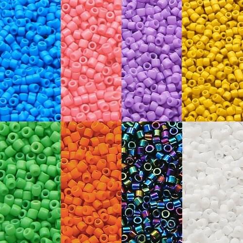 2mm Solid Color 1900Pcs/Lot Delica Glass Spacer Beads Needlework Seed Beads For Clothing Shoes Supplies Wear Resistant Opaque