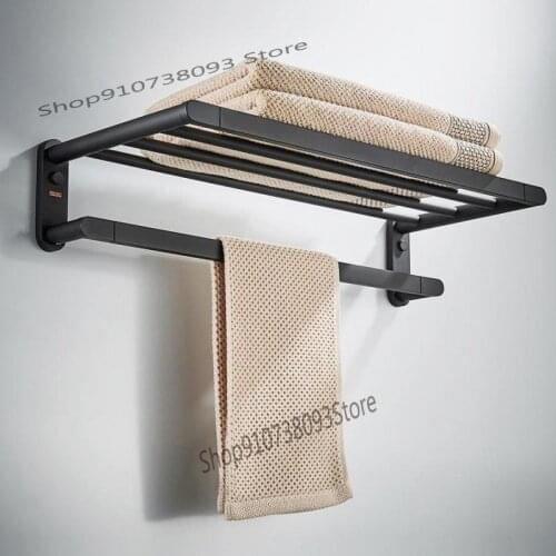 Bathroom Black All Copper Towel Rack Perforated Bathroom Towel Rack Toilet Bathroom Hardware Rack Copper