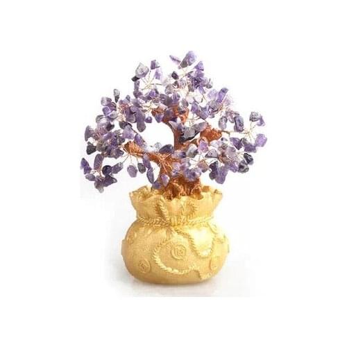 Pure natural purple crystal rich tree ornament