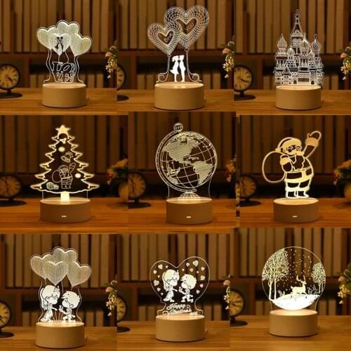 3D Colorful Touch Bedside Lamp Led Night Light Bedroom Cartoon Home Party Decorations Holiday Christmas Halloween Gifts