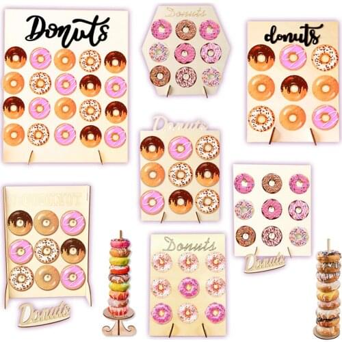Wooden Donut Wall Stand Doughnut Holder Baby Shower Kids Birthday Party Table Decorations Wedding Favors Mariage Party Supplies
