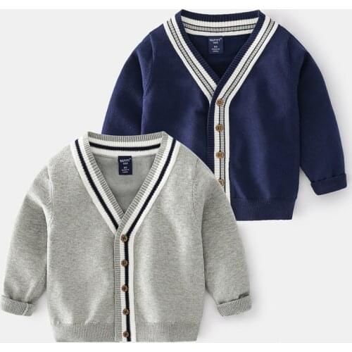 Kids Boys Clothes Autumn Sweater Knitted Cardigan Long Sleeve Warm Coat Toddler Boy Fashion Cardigans Preppy Style Knitwear 3-8Y