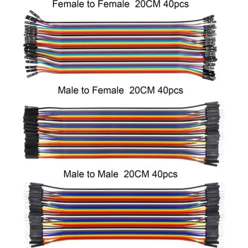 Dupont line 120pcs 20cm Male to Male + Male to Female + Female to Female Jumper Wire Dupont Cable for Arduino